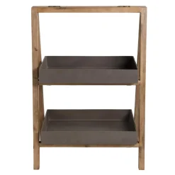 Porte-plantes, étagère en résine, effet Béton et Acacia - PM