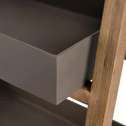 Porte-plantes, étagère en résine, effet Béton et Acacia - PM