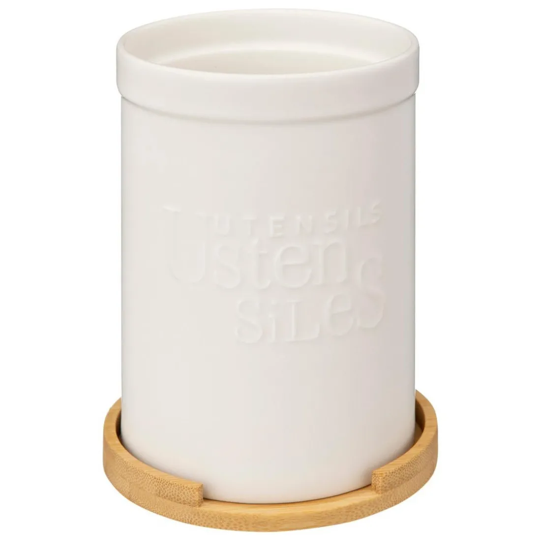 Pot à ustensiles couvercle bambou