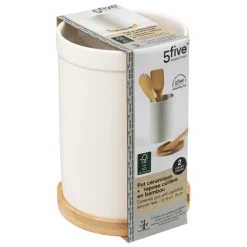 Pot à ustensiles couvercle bambou