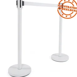 Potelet 'ZIP' blanc à sangle pour files d'attente