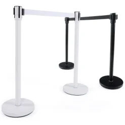 Potelet 'ZIP' blanc à sangle pour files d'attente