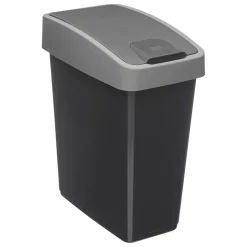 Poubelle 2 ouvertures plastique 45L gris