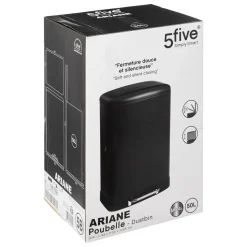 Poubelle à pédale en métal 50L noir