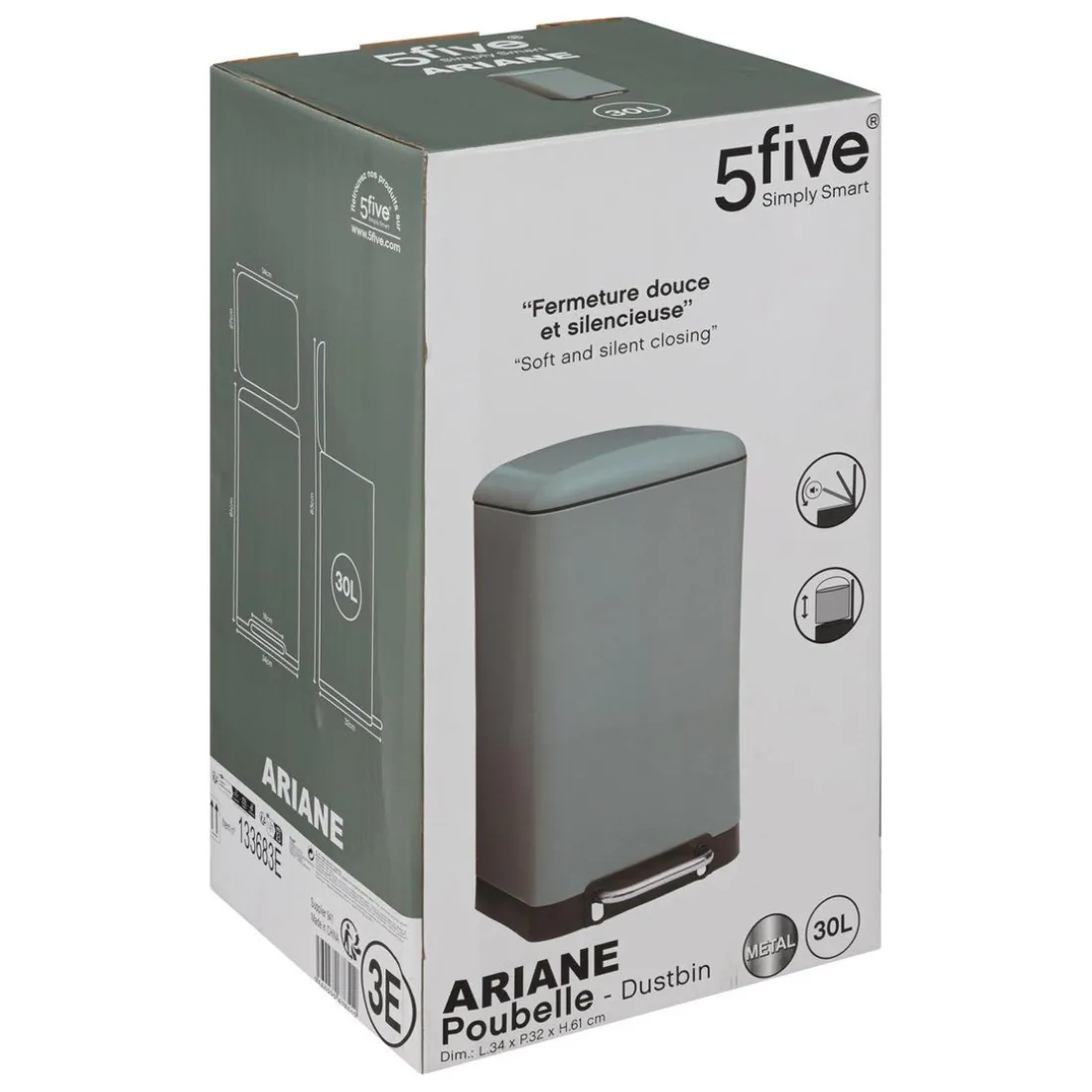 Poubelle à pédale métal 30L