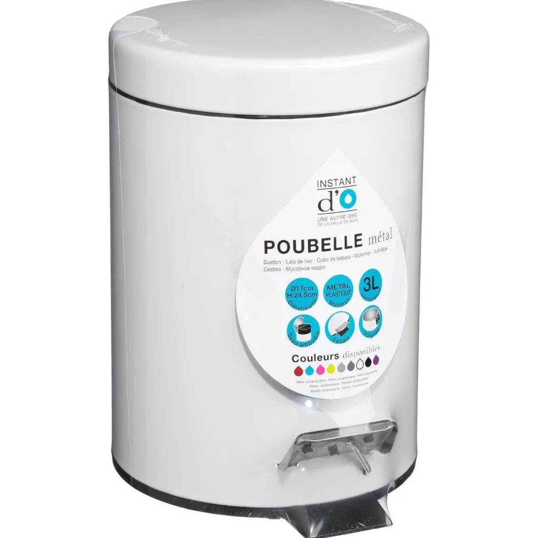 Poubelle blanche en métal 3L
