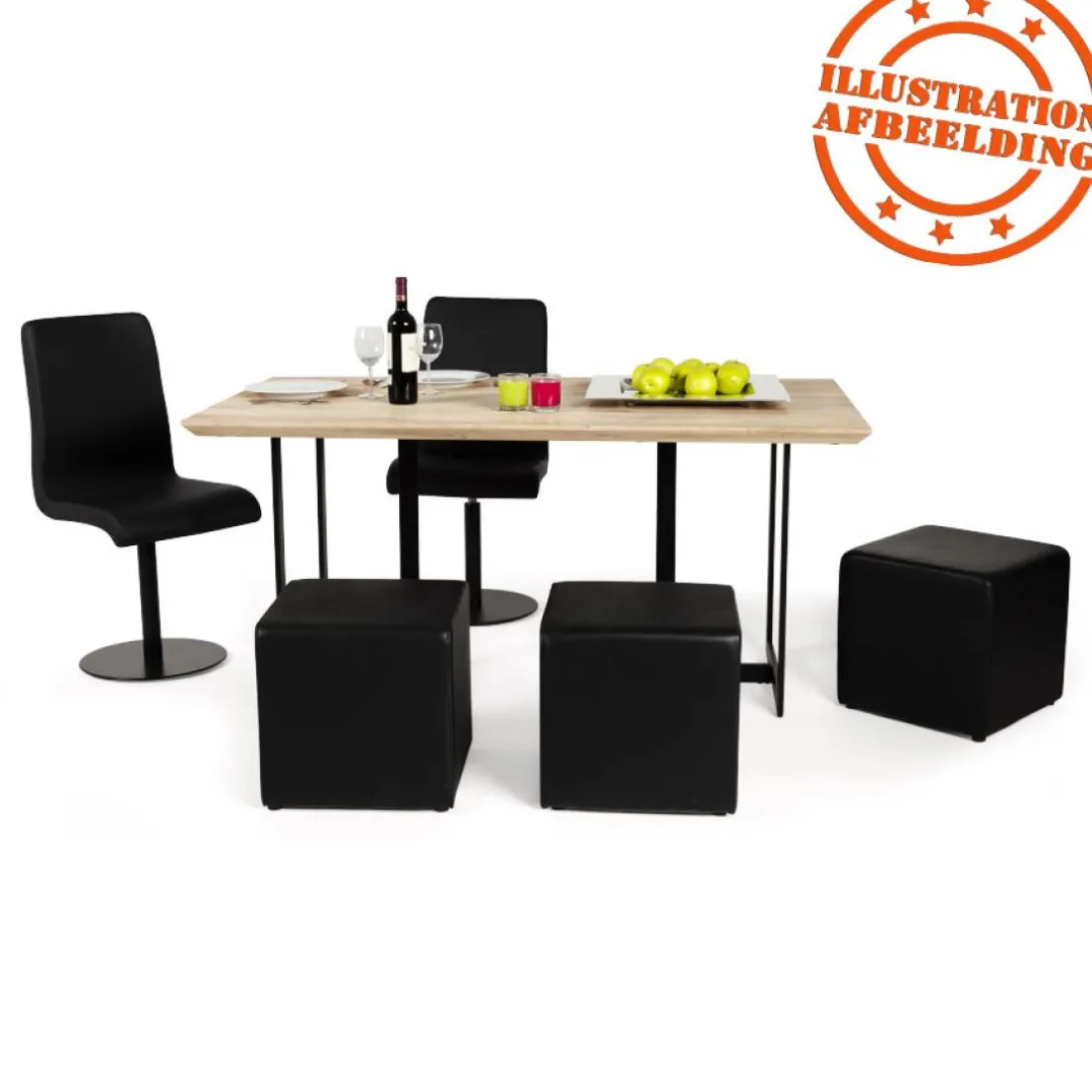 Pouf 'CUBE' de salon en matière synthétique noire