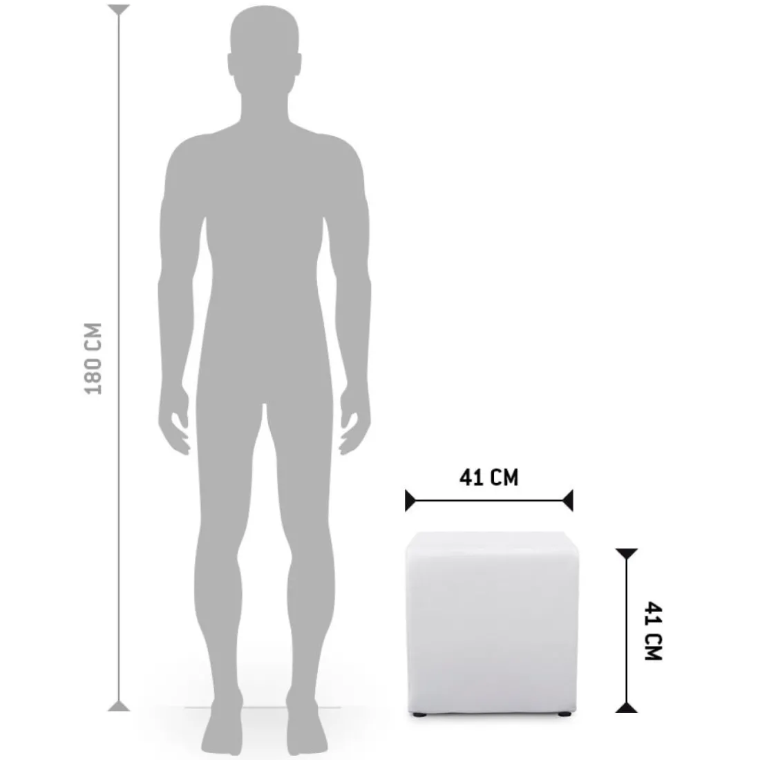 Pouf 'CUBE' de salon en matière synthétique blanche