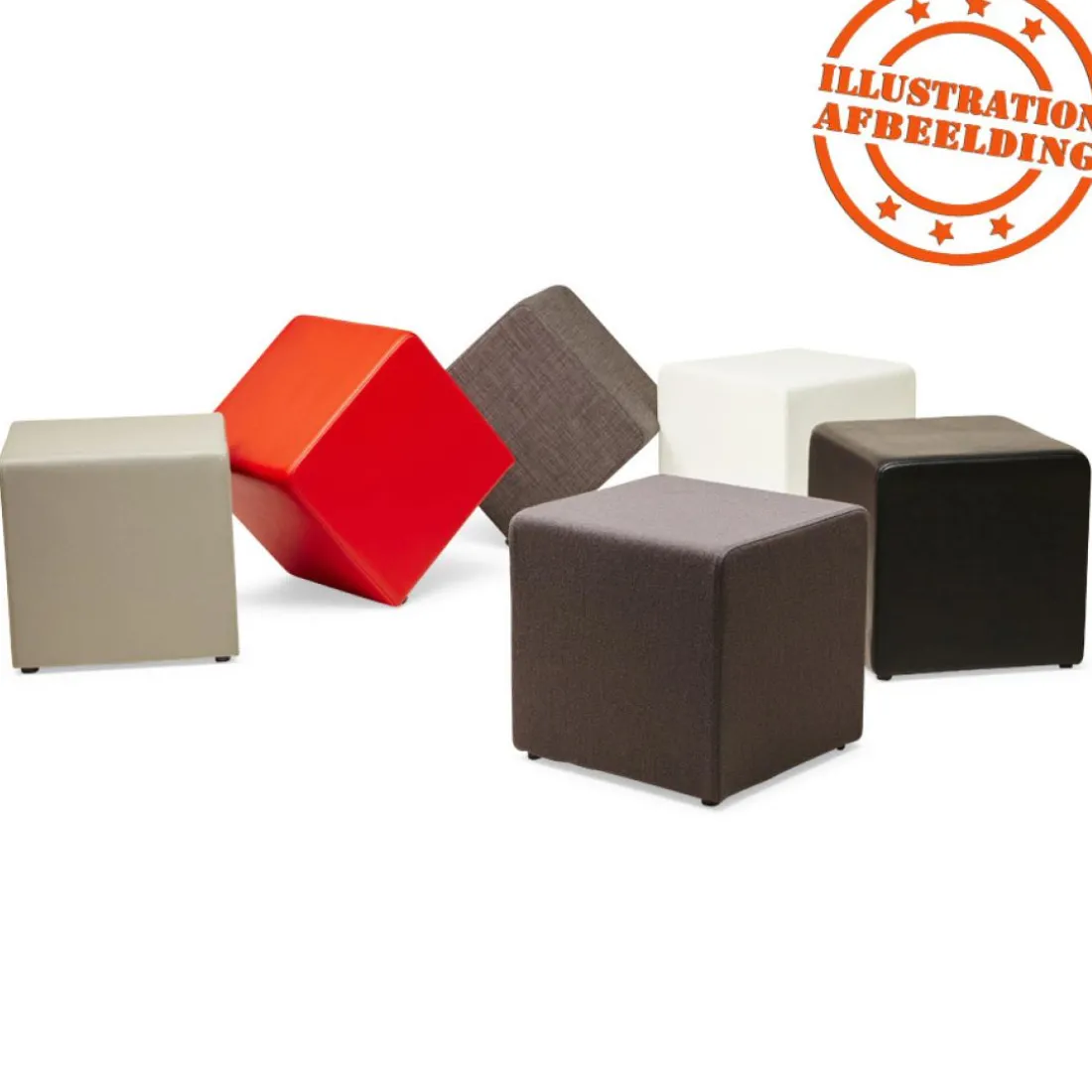 Pouf 'CUBE' de salon en matière synthétique blanche