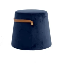 Pouf en Velours Bleu Style Scandinave