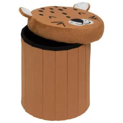Pouf-coffre enfant léopard pliant