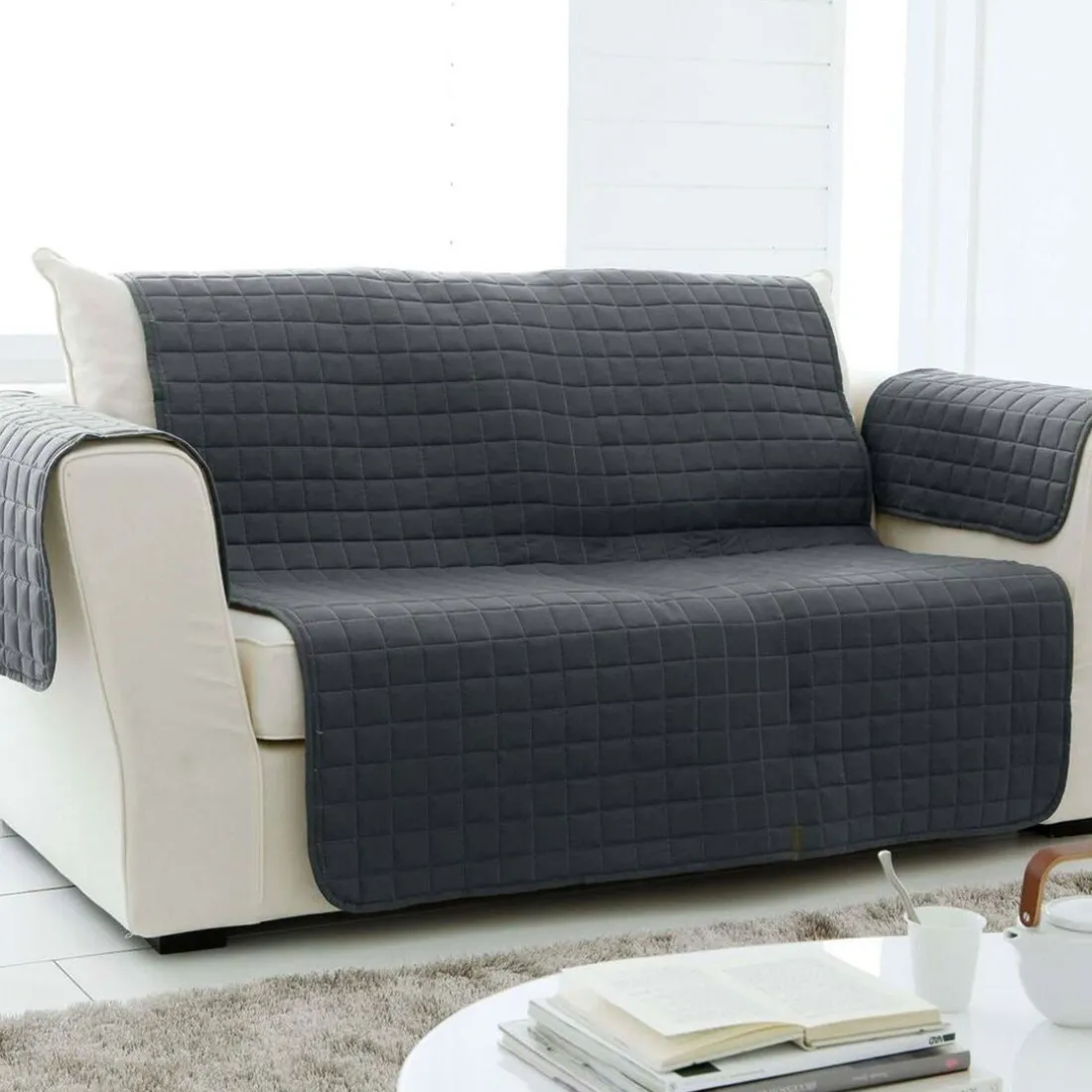 Protège-fauteuil matelassé - Gris