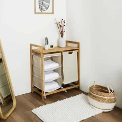 Rangement Compartiments avec Support en Bambou