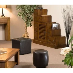 Rangement en Escalier 1 porte 7 tiroirs en bois mindi - Unique