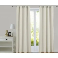 Rideau à œillets occultant thermique natté - Naturel