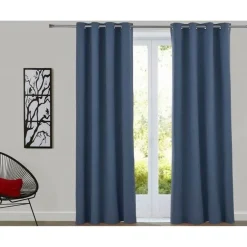 Rideau à oeillets occultant thermique natté - Gris Ardoise