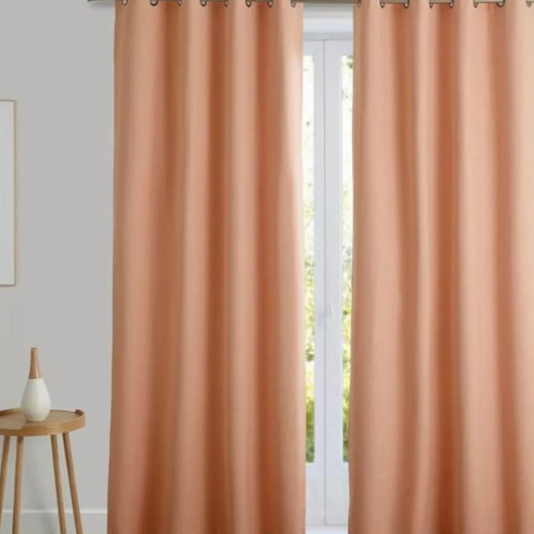 Rideau à oeillets occultant thermique natté Becquet - Rose