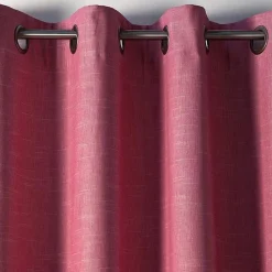 Rideau à oeillets unis occultants thermiques aspect chambray - Rose