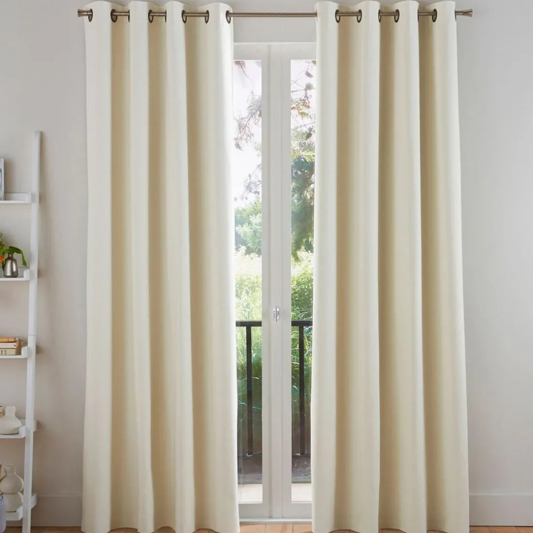 Rideau à oeillets unis occultants thermiques aspect chambray BECQUET -nature