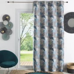 Rideau ameublement en jacquard 140x260 ASIA - bleu artique