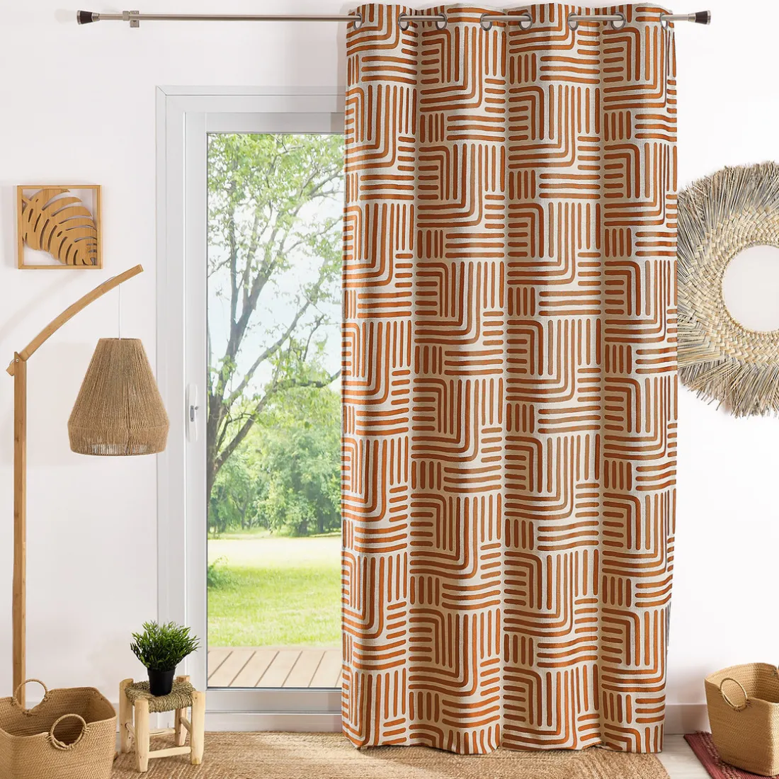 Rideau ameublement jacquard 140x260 HALI - terracotta