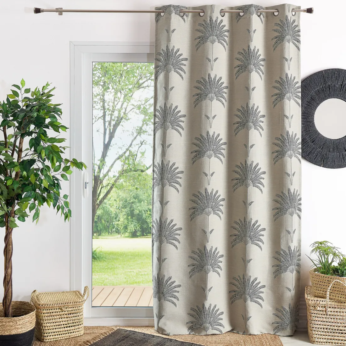 Rideau ameublement jacquard 140x260 ANTA - noir