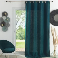 Rideau ameublement uni 140x260 - bleu paon