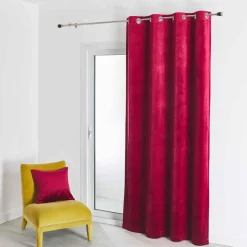Rideau d'Ameublement Uni Bordeaux 135X260 cm VELOURS