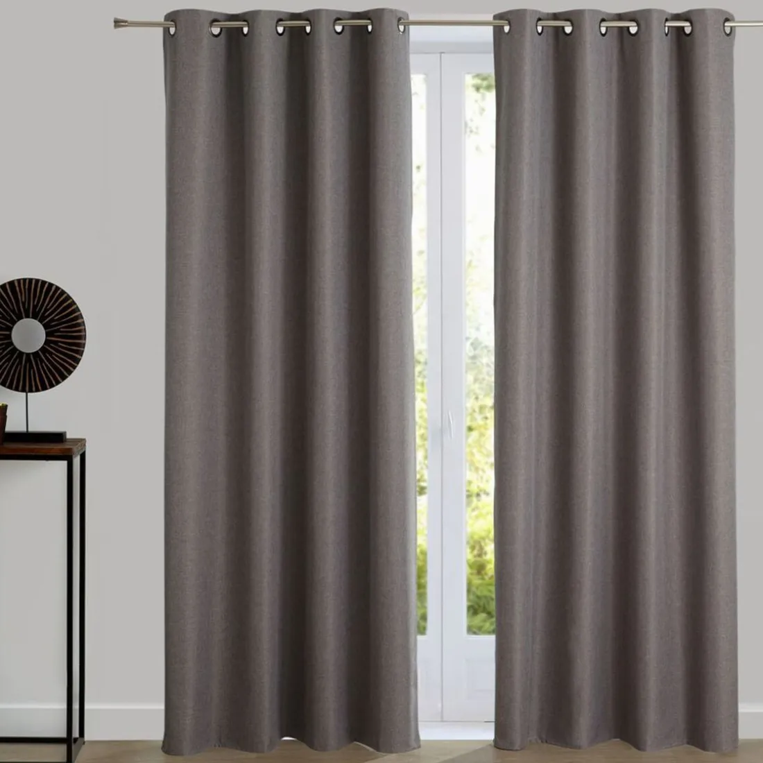 Rideau occultant thermique aspect natté - Gris Perle