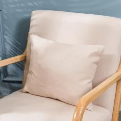 Rocking chair en bois massif et en tissu de couleur beige