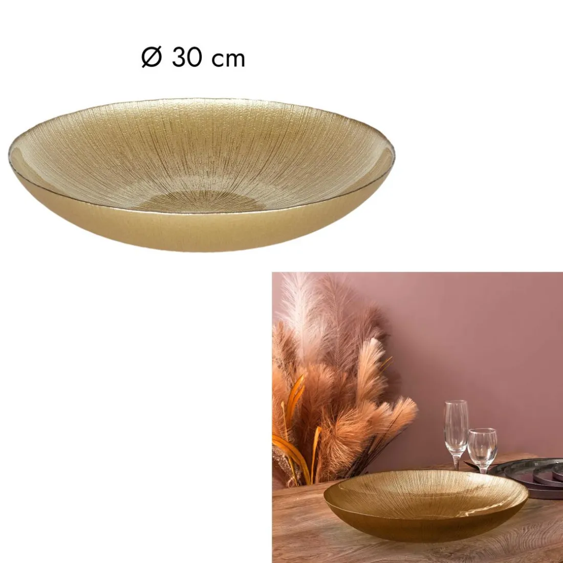 Saladier En Verre Dore D30cm M6