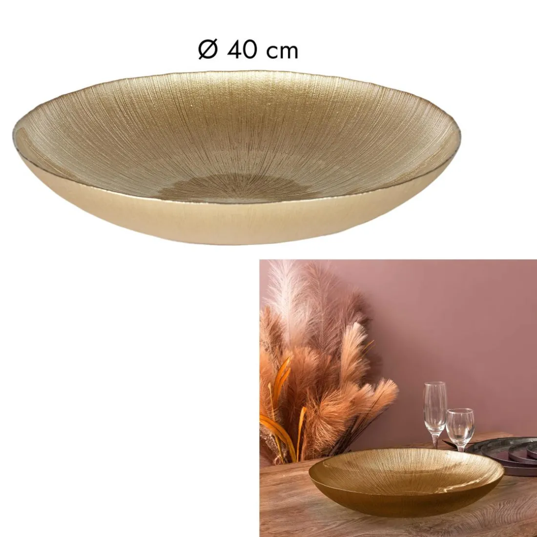 Saladier En Verre Dore D40cm M4