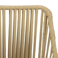 Salon de jardin 2 personnes Table ronde 70x70cm et 2 fauteuils beiges et noirs en cordage