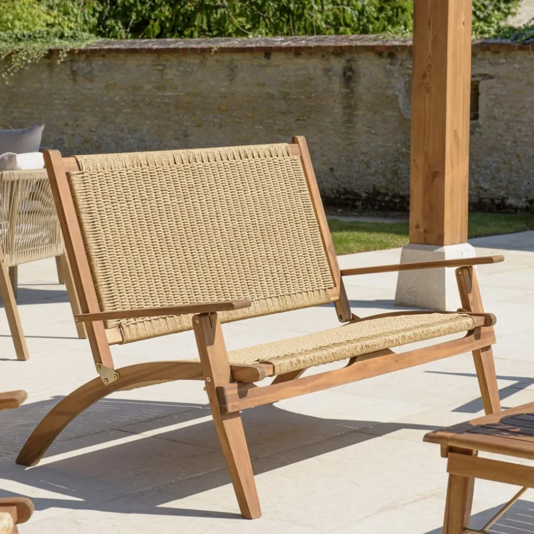 Salon de jardin 4 places acacia huilé et rotin synthétique VICK