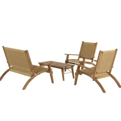 Salon de jardin 4 places acacia huilé et rotin synthétique VICK