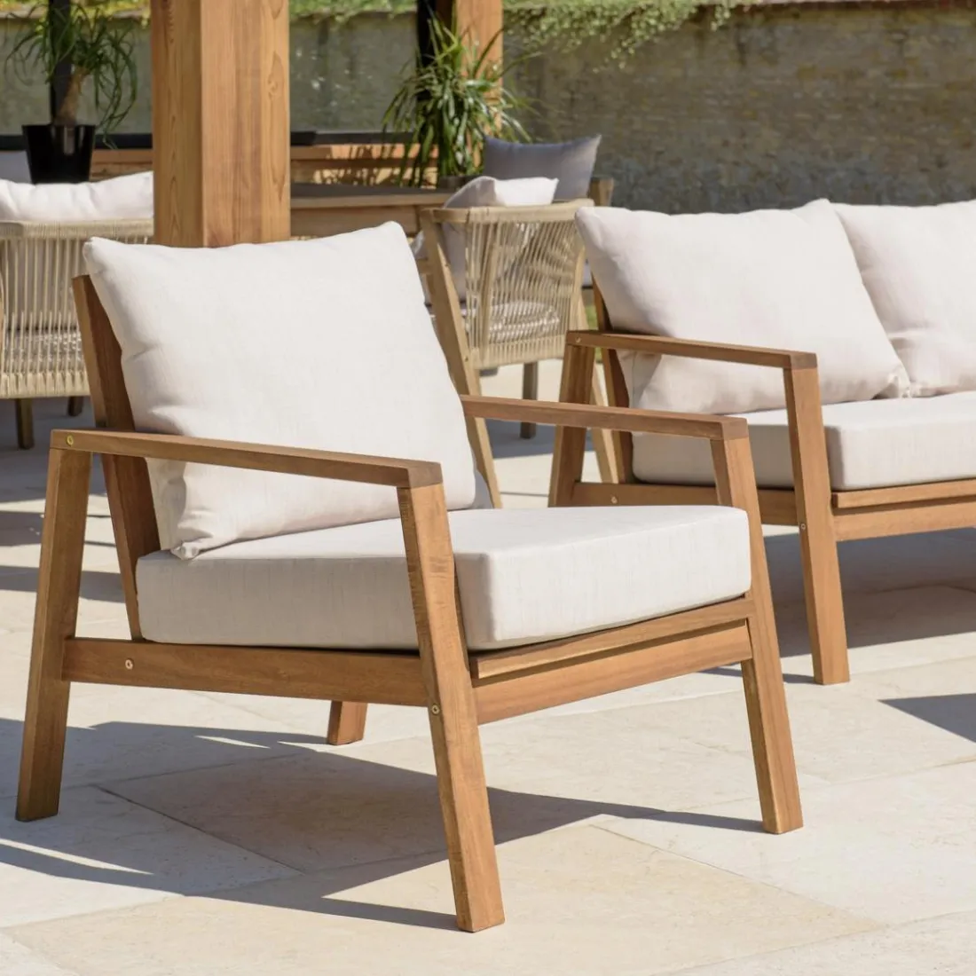 Salon de jardin 5 places BONIFACIO acacia huilé VICK