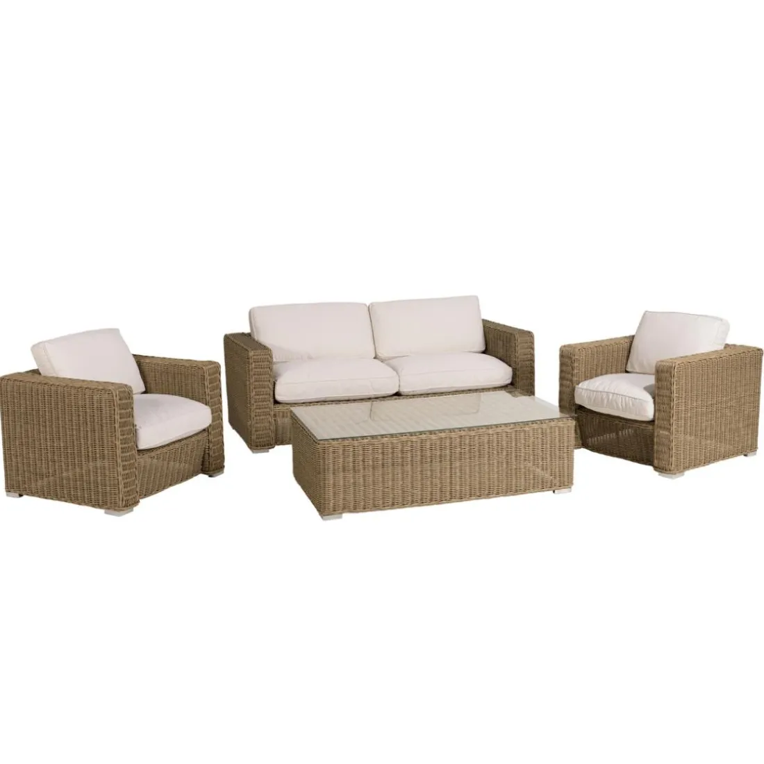 Salon de jardin 5 places en rotin synthétique taupe KALLY