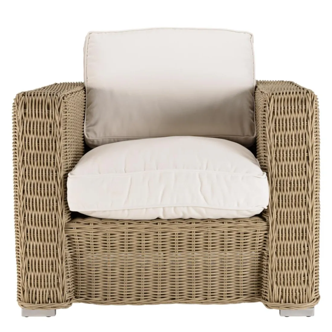 Salon de jardin 5 places en rotin synthétique taupe KALLY