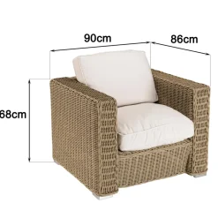 Salon de jardin 5 places en rotin synthétique taupe KALLY