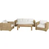 Salon de jardin 6 places en rotin synthétique ajouré beige VALERIA