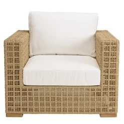 Salon de jardin 6 places en rotin synthétique ajouré beige VALERIA