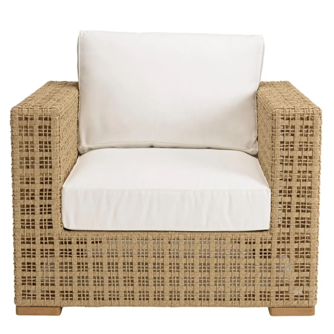 Salon de jardin 6 places en rotin synthétique ajouré beige VALERIA