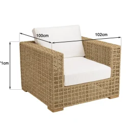 Salon de jardin 6 places en rotin synthétique ajouré beige VALERIA