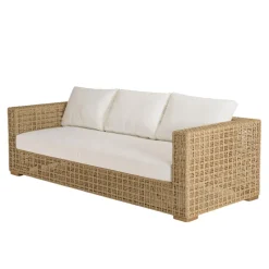 Salon de jardin 6 places en rotin synthétique ajouré beige VALERIA