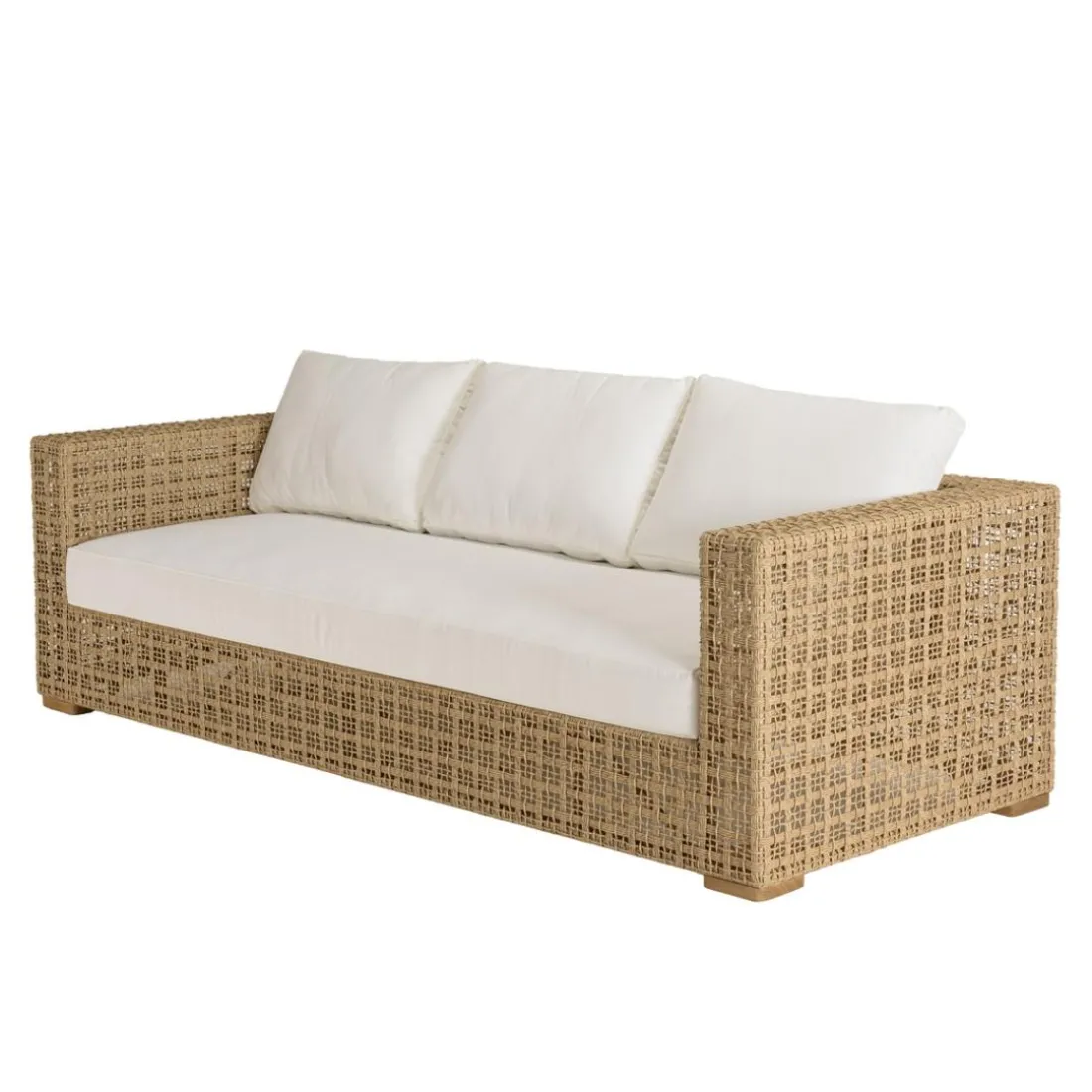 Salon de jardin 6 places en rotin synthétique ajouré beige VALERIA