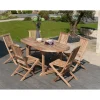 SALON DE JARDIN EN BOIS TECK 6/8 pers : Ensemble de jardin : 1 table ovale extensible 150*200/90cm et 6 chaises