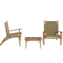 SALON DE JARDIN EN BOIS ACACIA 2 pers - 2 fauteuils et 1 table basse 63,5 x 36 cm