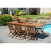 SALON DE JARDIN EN BOIS TECK HUILE 8/10 pers : Ensemble de jardin - 1 Table rectangulaire extensible 180*240/100 cm et 6 chaises