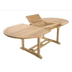 SALON DE JARDIN EN BOIS TECK 8/10 pers : Ensemble de jardin: 1 Table ovale extensible 180*240/100 cm et 6 chaises