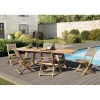 SALON DE JARDIN EN BOIS TECK 8/10 pers -Ensemble de jardin - 1 Table rectangulaire extensible 180*240/100 cm et 6 chaises textilène taupe